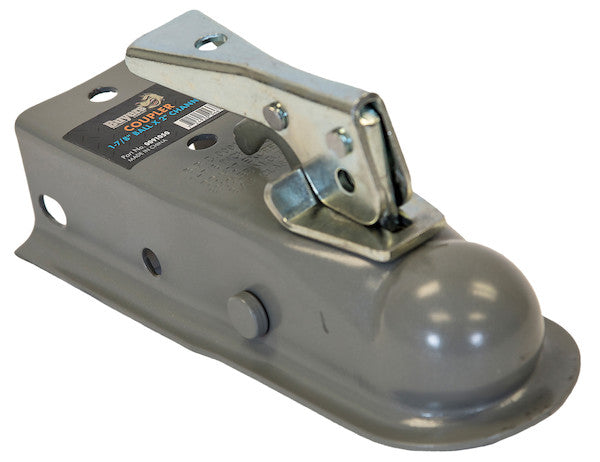 Load image into Gallery viewer, Straight Tongue Coupler - 2 Inch Ball, 3 Inch Channel, 300 Pound Tongue Weight, Primed Steel