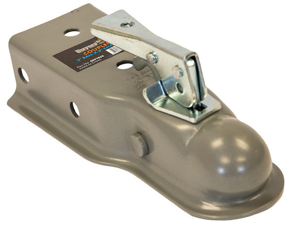 Load image into Gallery viewer, Straight Tongue Coupler - 2 Inch Ball, 3 Inch Channel, 300 Pound Tongue Weight, Primed Steel
