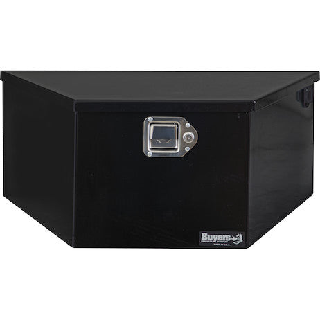 Load image into Gallery viewer, 31 Inch Wide Gloss Black Powder Coated Steel Dump Trailer Pump Box For A-Frame Trailers