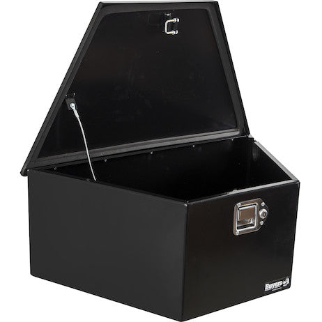 Load image into Gallery viewer, 31 Inch Wide Gloss Black Powder Coated Steel Dump Trailer Pump Box For A-Frame Trailers