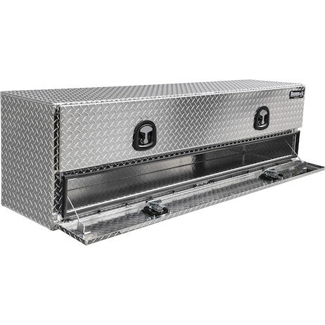 Load image into Gallery viewer, 21x18x72 Inch Diamond Tread Aluminum Flatbed Contractor With Lower Door