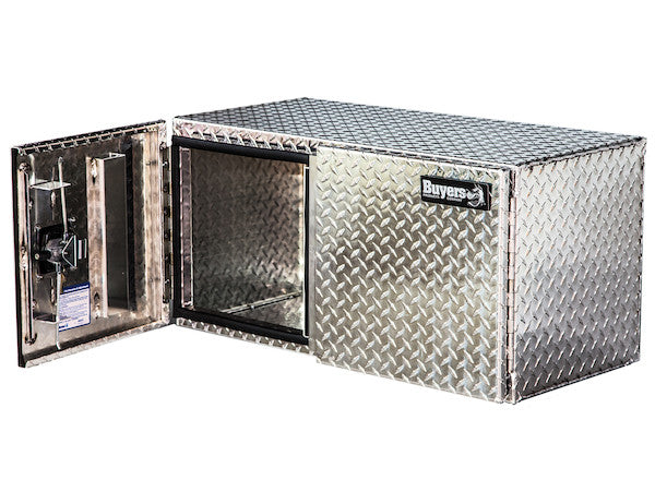 Load image into Gallery viewer, 18x18x60 Inch Diamond Tread Aluminum Underbody Truck Box - Double Barn Door, 3-Point Compression Latch