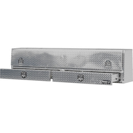 Load image into Gallery viewer, 21x13x96 Inch Diamond Tread Aluminum Pick-Up Truck Contractor With Lower Drawers Topsider
