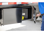 Load image into Gallery viewer, PRO SERIES BLACK SMOOTH ALUMINUM UNDERBODY TRUCK TOOL BOX WITH BARN DOOR SERIES