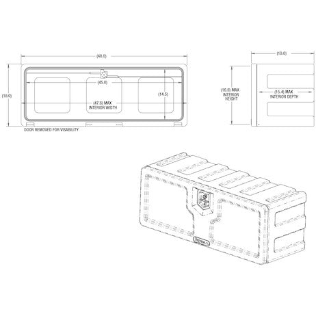 Load image into Gallery viewer, 18x18x48 Inch Black Poly Underbody Truck Box