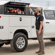 Load image into Gallery viewer, GLOSS BLACK DIAMOND TREAD ALUMINUM TOPSIDER TRUCK TOOL BOX SERIES WITH FLIP-UP DOORS