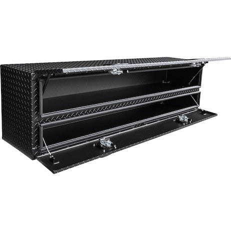 Load image into Gallery viewer, 21x18x72 Inch Textured Matte Black Diamond Tread Aluminum Flatbed Contractor With Lower Door