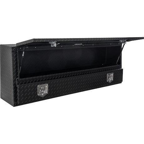 Load image into Gallery viewer, 21x13x96 Inch Matte Black Diamond Tread Aluminum Pick-Up Contractor With Lower Door