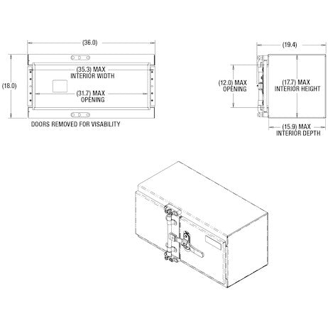 Load image into Gallery viewer, 18x18x36 Inch Smooth Aluminum Underbody Truck Tool Box - Double Barn Door, Cam Lock Hardware