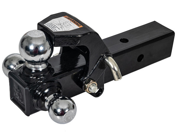 Load image into Gallery viewer, Tri-Ball Hitch with Pintle Hook and Chrome Towing Balls - 2-1/2 Inch Receiver