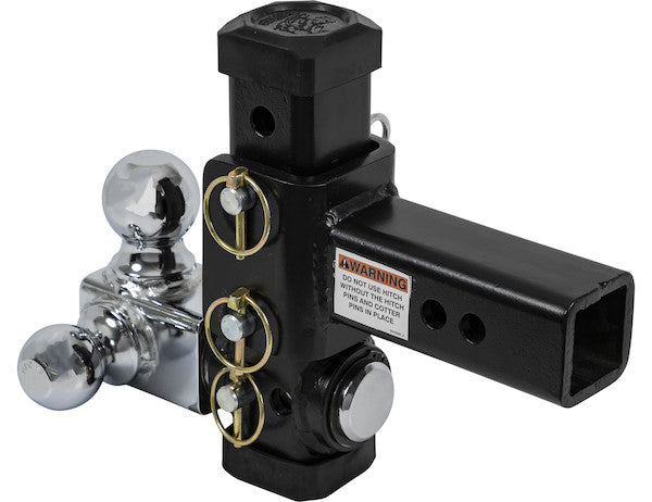 Load image into Gallery viewer, Adjustable Tri-Ball Hitch with Chrome Towing Balls for 2-1/2 Inch Hitch Receivers