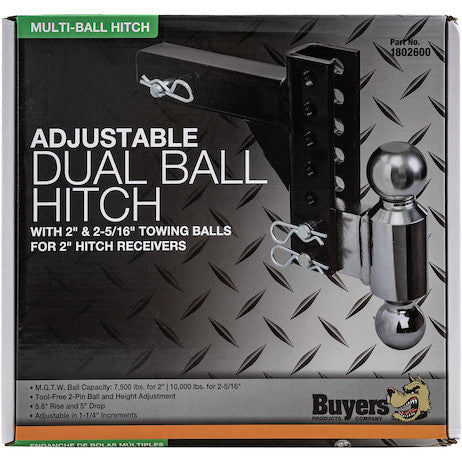 Load image into Gallery viewer, Adjustable Dual Ball Hitch with 2" & 2-5/16" Towing Balls for 2" Hitch Receivers - 5" Drop