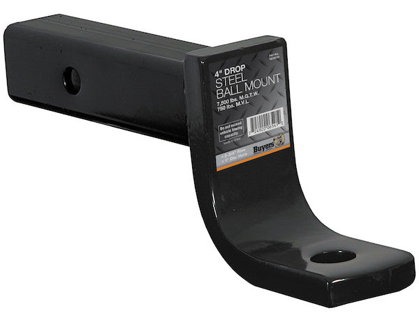 Load image into Gallery viewer, 2 Inch Ball Mount With 4 Inch Drop x 8 Inch Long Tube Black