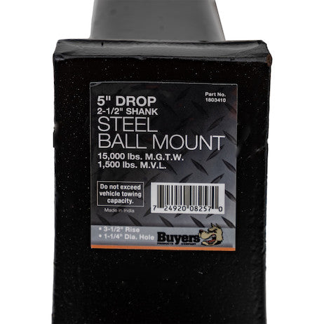 Load image into Gallery viewer, 2-1/2 Inch Ball Mount With 5 Inch Drop