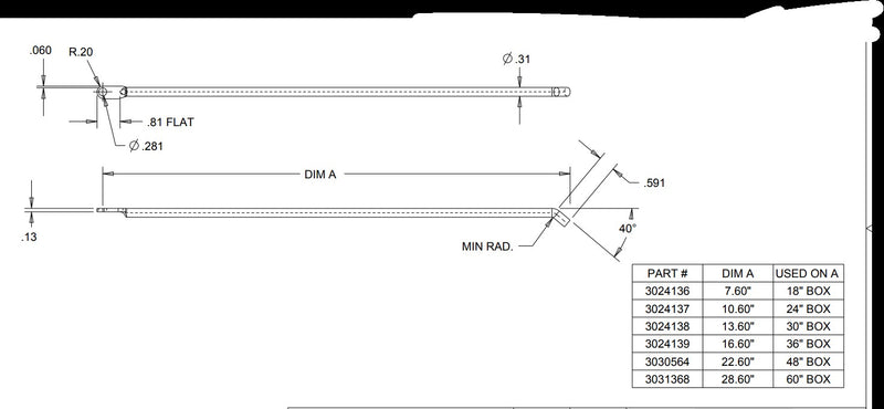Load image into Gallery viewer, 10.60" inch individual rod for use in 3-Point Latch system for 24" inch enclosure