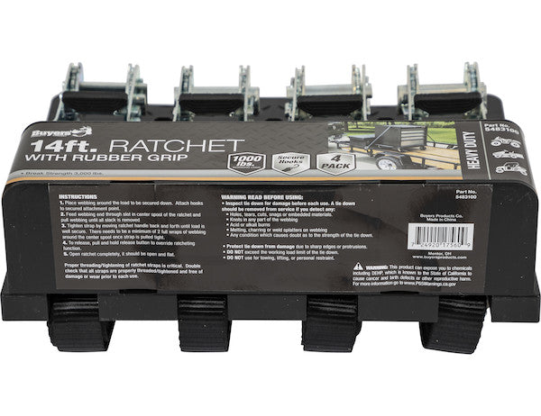 Load image into Gallery viewer, 14 Foot Heavy Duty Ratchet Tie Down - 4 Pack