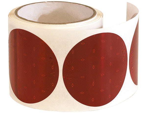 Load image into Gallery viewer, 3 Inch Red Round DOT Stick-On Reflectors - 100 Per Roll