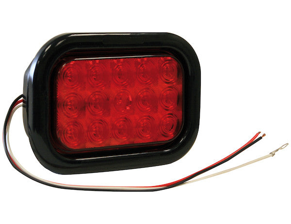 Load image into Gallery viewer, 5.375 Inch Red Rectangular Stop/Turn/Tail Light Kit with 15 LEDs (PL-3 Connection, Includes Grommet and Plug)