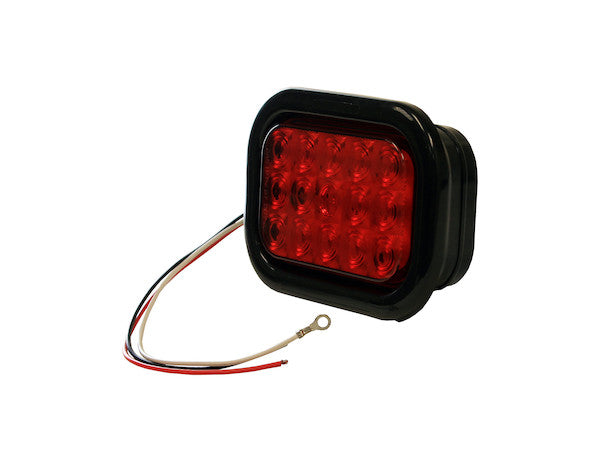 Load image into Gallery viewer, 5.375 Inch Red Rectangular Stop/Turn/Tail Light Kit with 15 LEDs (PL-3 Connection, Includes Grommet and Plug)