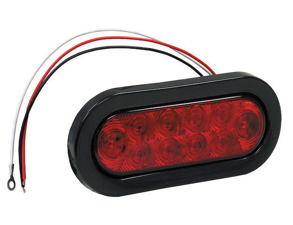 Load image into Gallery viewer, 6 Inch Red Oval Stop/Turn/Tail Light with 10 LEDs Kit (PL-3 Connection, Includes Grommet and Plug)