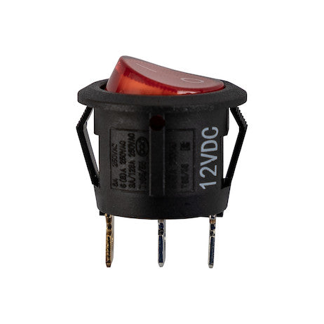 Load image into Gallery viewer, On/Off Mini Round Rocker Switch Illuminated Red