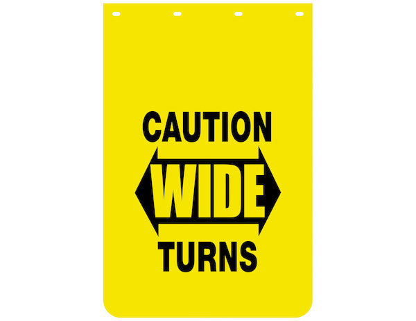 Load image into Gallery viewer, Caution Wide Turns Yellow Polymer Mudflaps 24x36 Inch