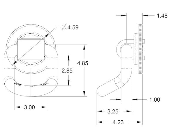 Load image into Gallery viewer, 1 Inch Forged 360 Rotating 55 Angled D-Ring With Weld-On Mounting Bracket