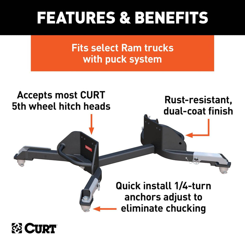Load image into Gallery viewer, CURT Puck System 5th Wheel Legs (25K), 8' Bed with 5th Wheel Prep Package - 2013-2027 Ram 2500/3500