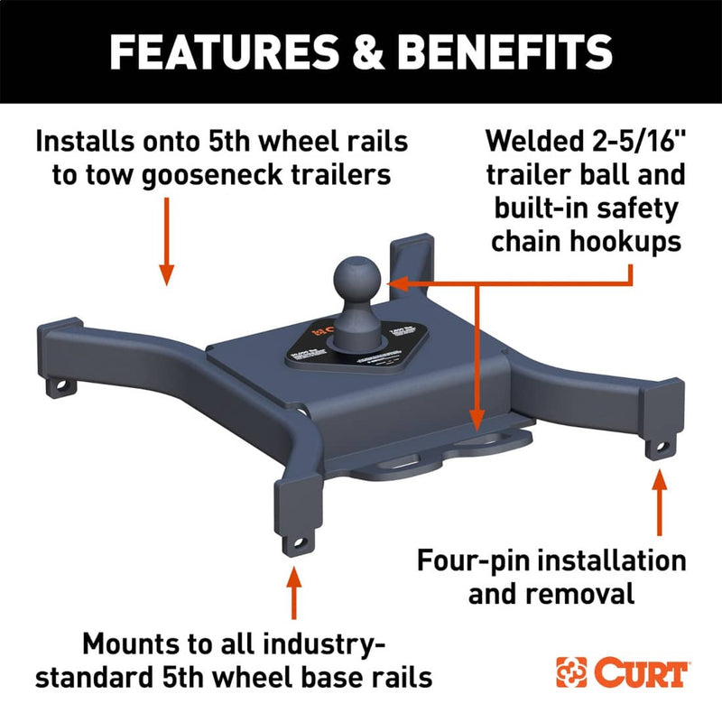Load image into Gallery viewer, CURT Spyder 5th Wheel Rail Gooseneck Hitch with 2-5/16" Ball, 30K