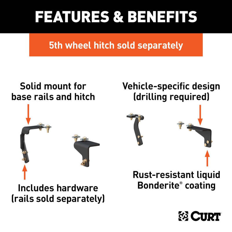 Load image into Gallery viewer, CURT Semi-Custom 5th Wheel Brackets (Drilling Required), Select Configurations (see fitment table) - 2011-2018 Ram 1500, 2019-2024 Ram 1500 Classic, 2009-2010 Dodge Ram 1500