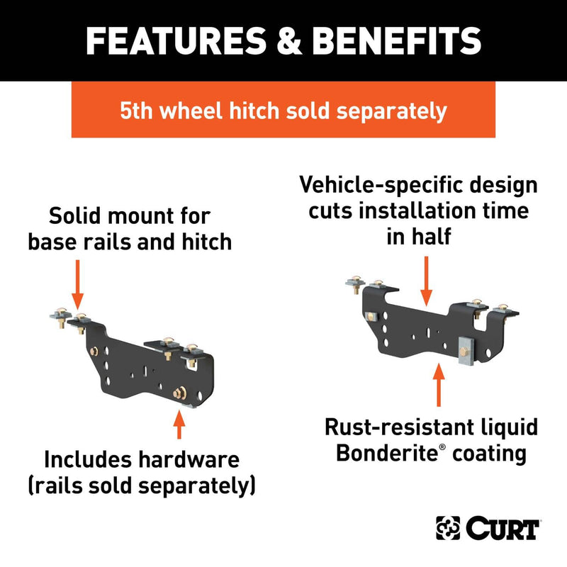 Load image into Gallery viewer, CURT Custom 5th Wheel Brackets (Drilling Required), Excluding Cab & Chassis (F-350 Super Duty, F-450 Super Duty) - 2005-2010 Ford F-250 Super Duty/F-350 Super Duty, 2008-2010 Ford F-450 Super Duty