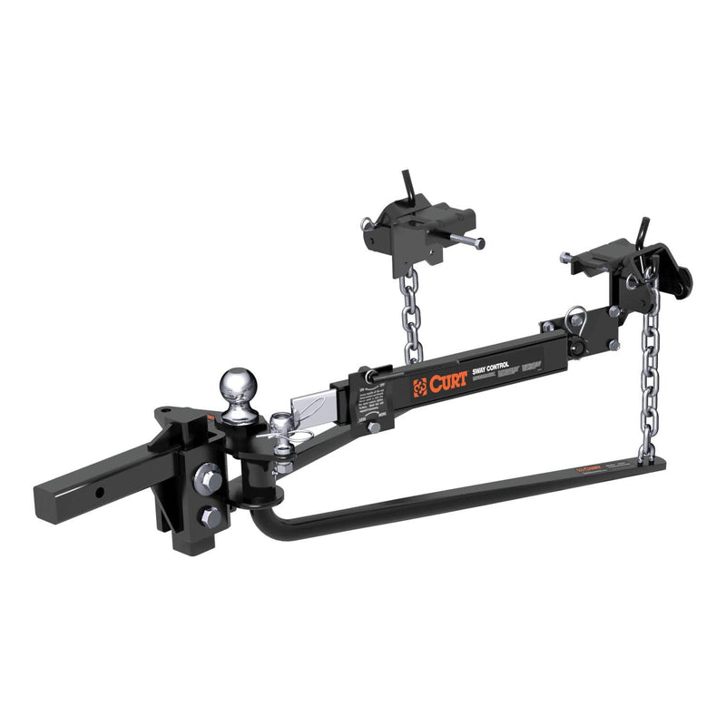 Load image into Gallery viewer, CURT Round Bar Weight Distribution Hitch with Lubrication, Sway Control (10-14K)