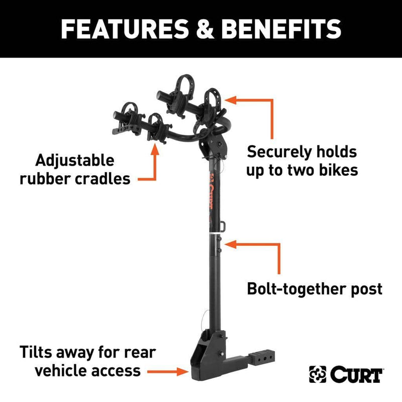 Load image into Gallery viewer, CURT Hitch-Mounted Bike Rack (2 Bikes, 1-1/4" or 2" Shank)