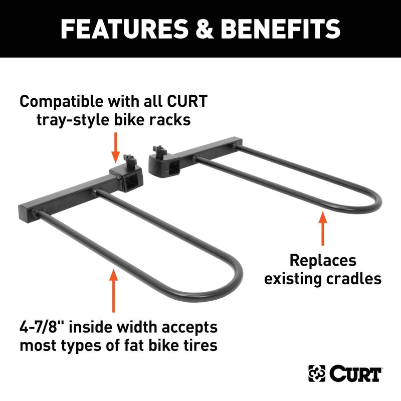 Load image into Gallery viewer, CURT Tray-Style Bike Rack Cradles for Fat Tires (4-7/8" ID, 2-Pack)