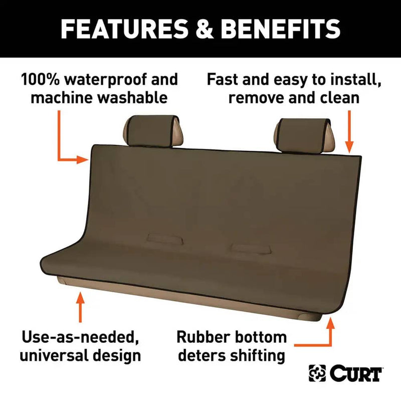 Load image into Gallery viewer, CURT Seat Defender 58" x 63" Removable Waterproof Brown XL Bench Truck Seat Cover