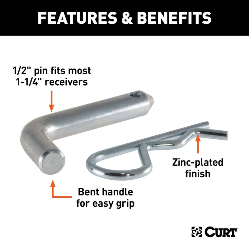 Load image into Gallery viewer, CURT 1/2" Hitch Pin (1-1/4" Receiver, Zinc)