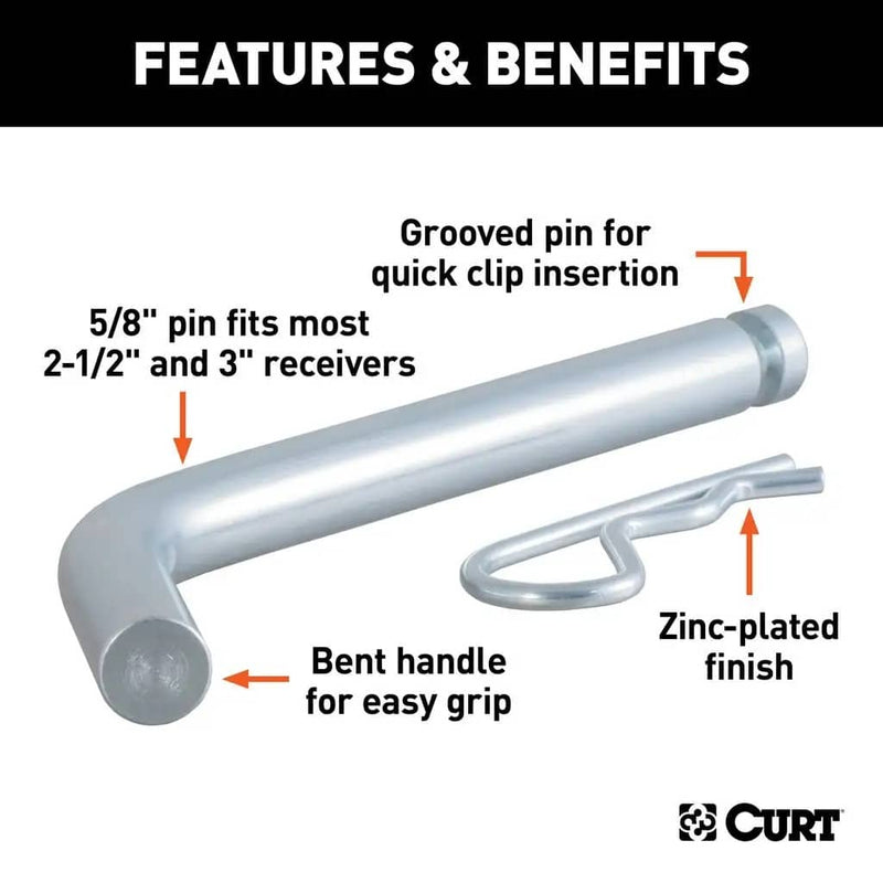 Load image into Gallery viewer, CURT Heavy-Duty 5/8" Hitch Pin with Groove (3" Receiver, Zinc, Packaged)
