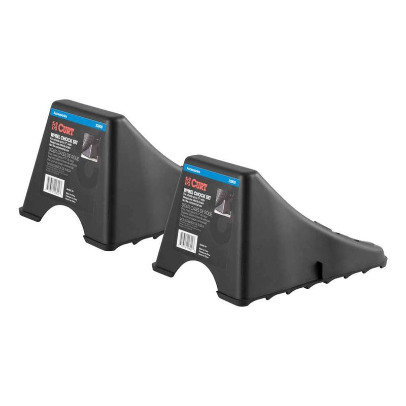 Load image into Gallery viewer, CURT Wheel Chock Set (Up to 17" Wide Wheels)