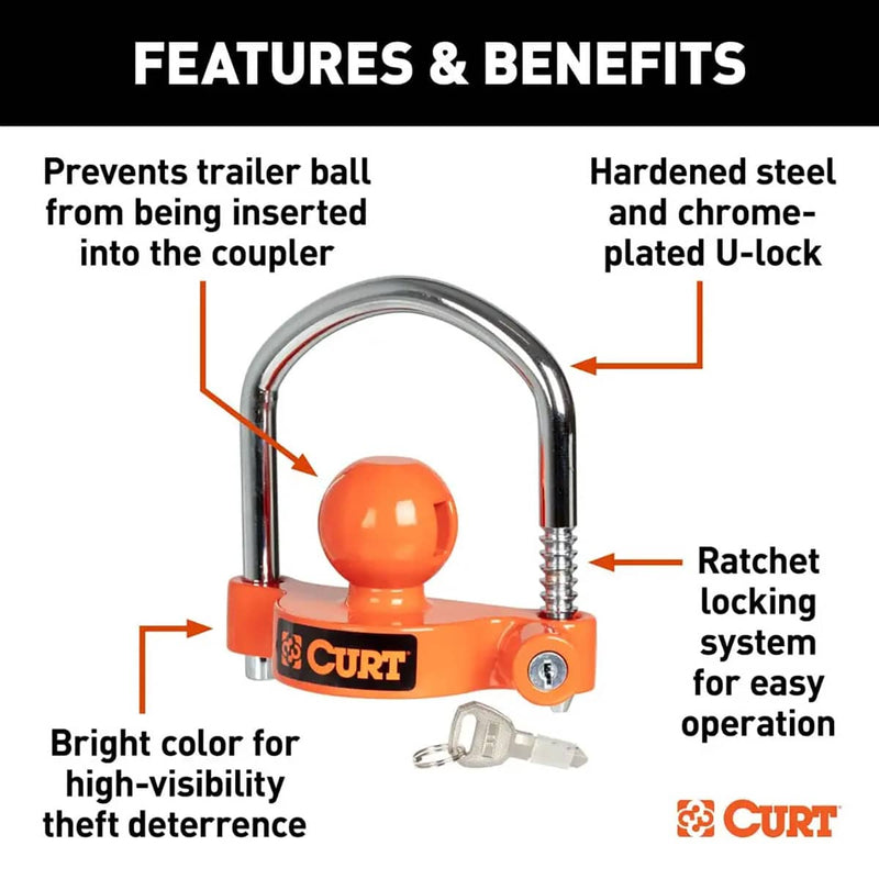Load image into Gallery viewer, CURT Universal Trailer Coupler Lock, Keyed Alike