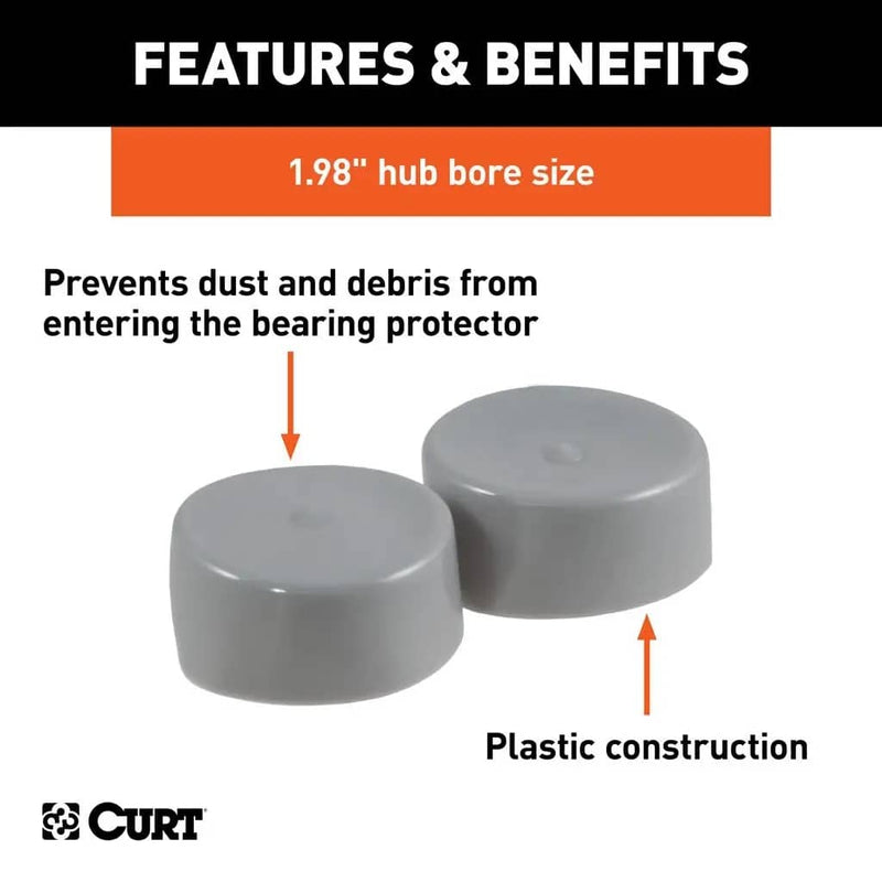 Load image into Gallery viewer, CURT 1.98" Bearing Protector Dust Covers (2-Pack)