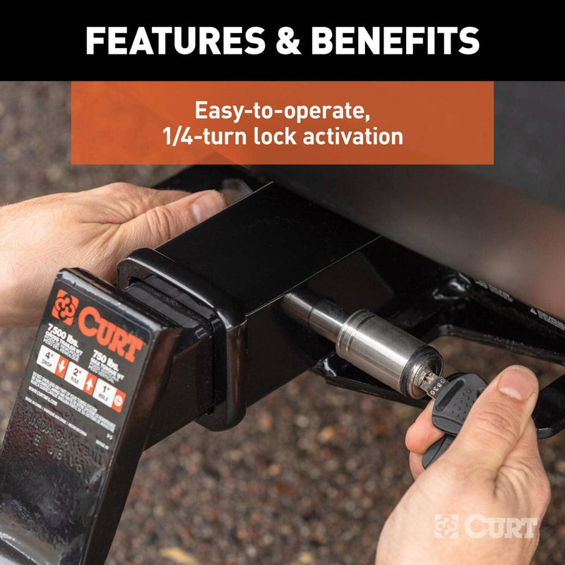 Load image into Gallery viewer, CURT 5/8" Hitch Lock (2" or 2-1/2" Receiver, Barbell, Stainless)