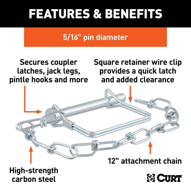Load image into Gallery viewer, CURT 5/16" Safety Pin with 12" Chain (3" Pin Length)