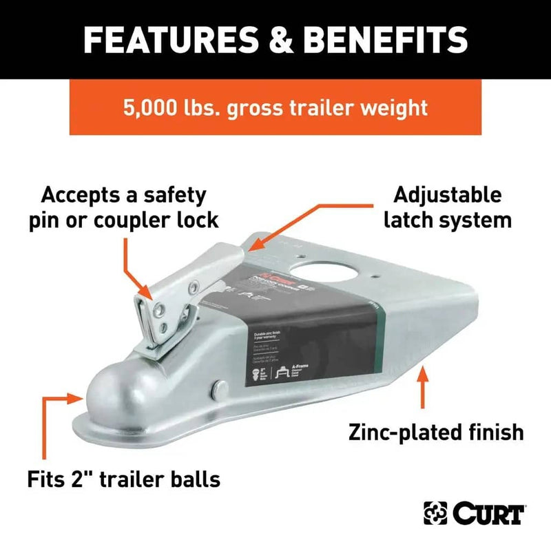 Load image into Gallery viewer, CURT 2" A-Frame Coupler with Posi-Lock (5,000 lb, Zinc)
