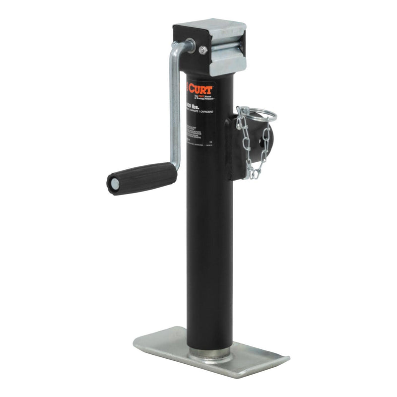 Load image into Gallery viewer, CURT Pipe-Mount Swivel Jack with Side Handle (2,000 lb, 10" Travel)