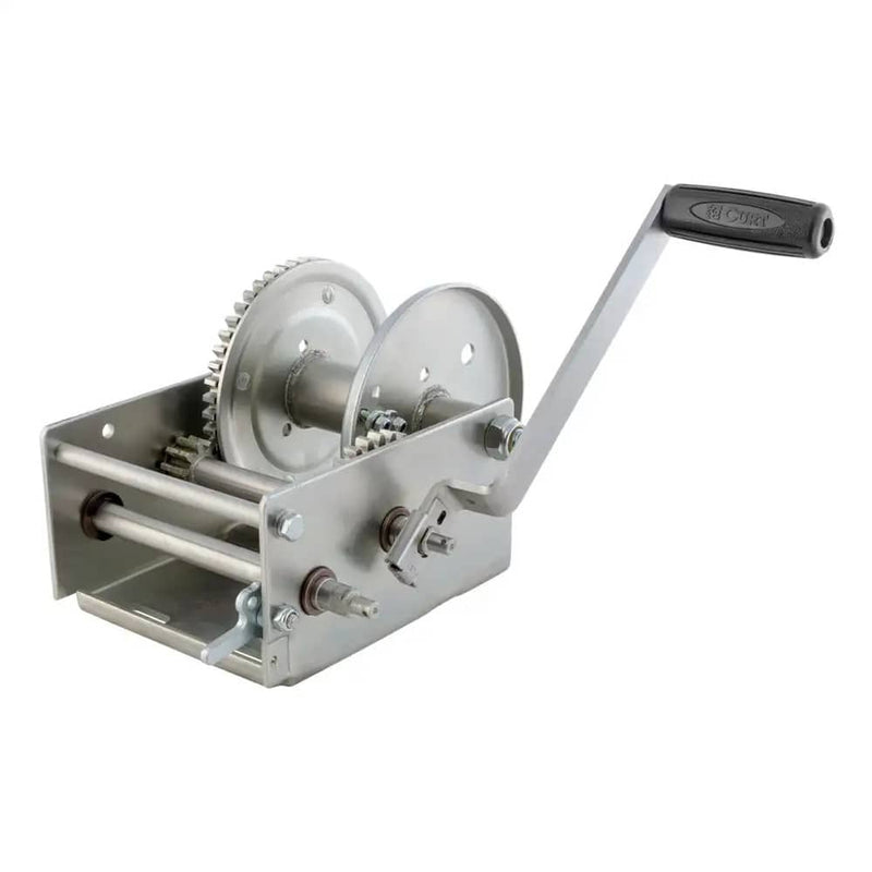 Load image into Gallery viewer, CURT Hand-Crank 2-Speed Winch, 3,800 lb, 15.8:1 Low Gear Ratio, 9.6" Handle
