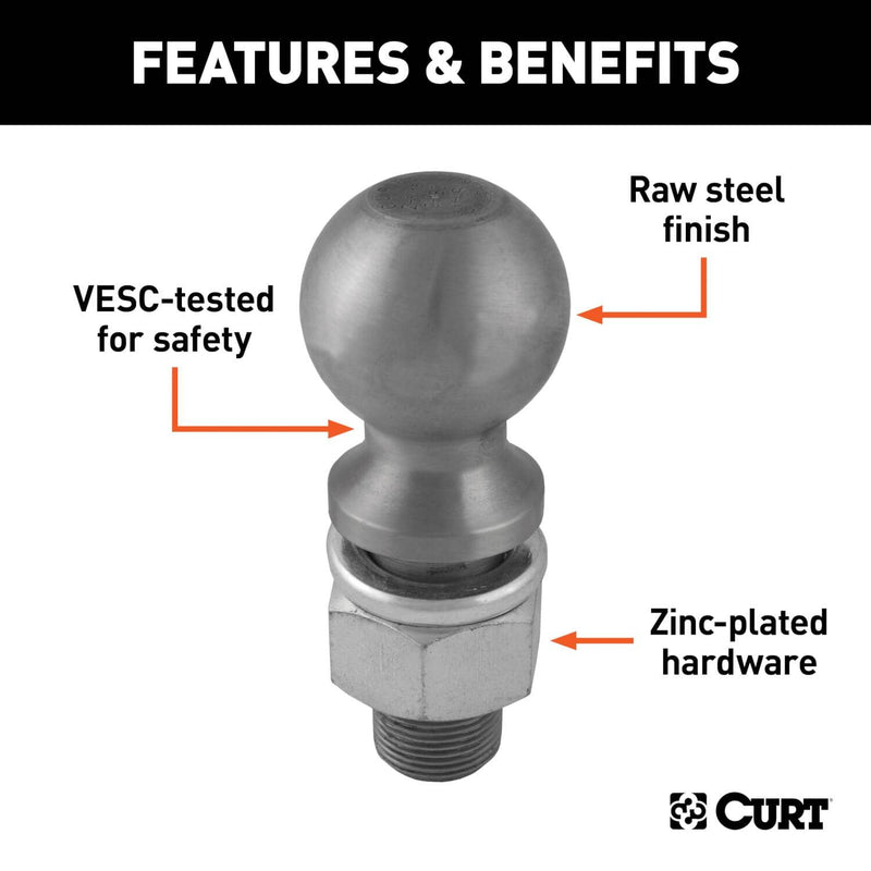Load image into Gallery viewer, CURT 2-5/16" Trailer Ball (1-1/4" x 2-5/8" Shank, 25,000 lb, Raw Steel)