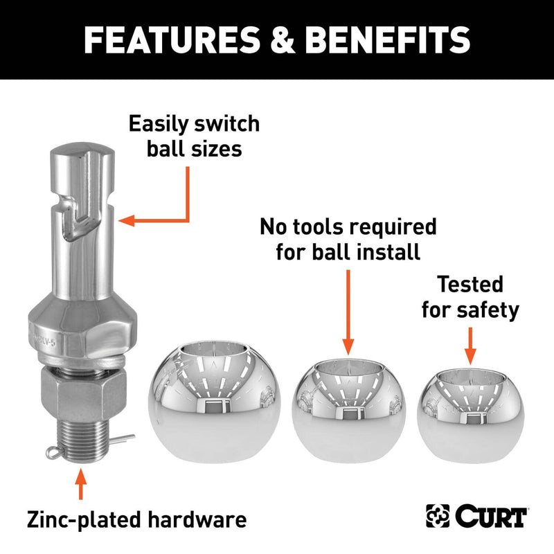 Load image into Gallery viewer, CURT Switch Ball Trailer Ball Set (1-7/8", 2" & 2-5/16" Balls, 1" x 2-1/4" Shank)