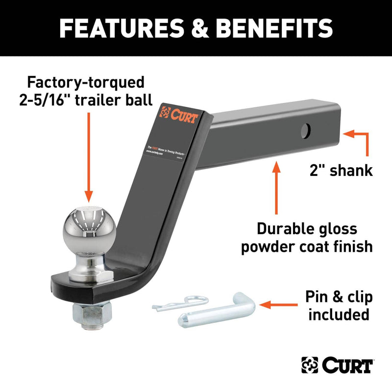 Load image into Gallery viewer, CURT Loaded Ball Mount with 2-5/16" Ball (2" Shank, 7,500 lb, 6" Drop)