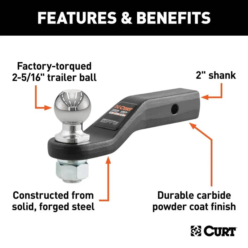 Load image into Gallery viewer, CURT Loaded Forged Ball Mount with 2-5/16" Ball (2" Shank, 15,000 lb, 2" Drop)