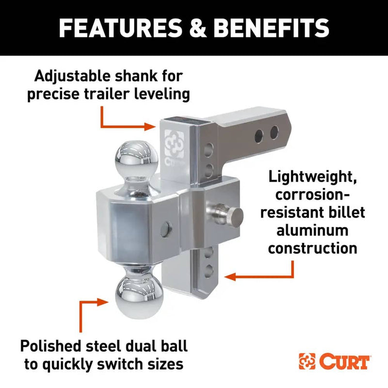 Load image into Gallery viewer, CURT AlumaLite Adjustable Aluminum Hitch with Dual Ball, 5-1/2" Drop